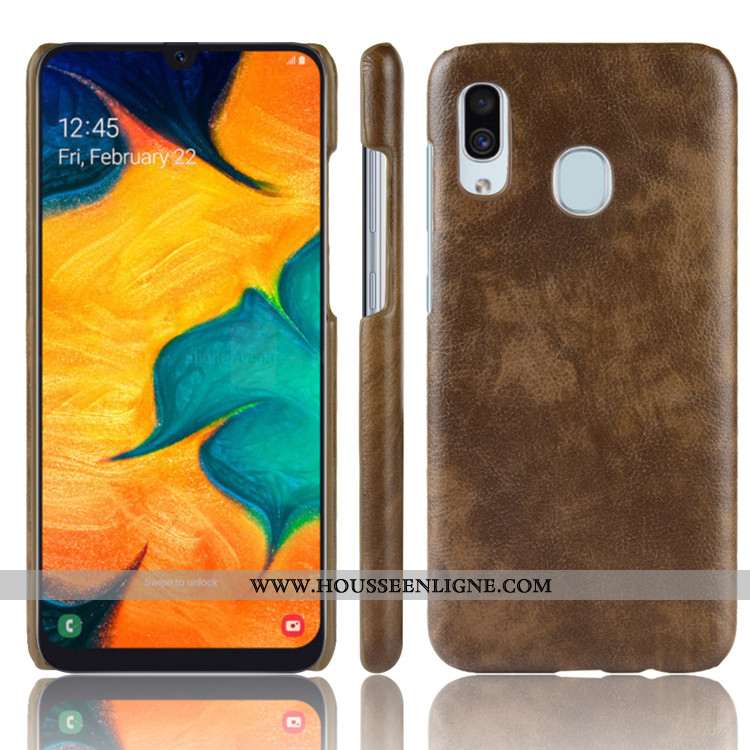 Housse Samsung Galaxy A20e Cuir Modèle Fleurie Téléphone Portable Rouge Litchi Difficile Étoile