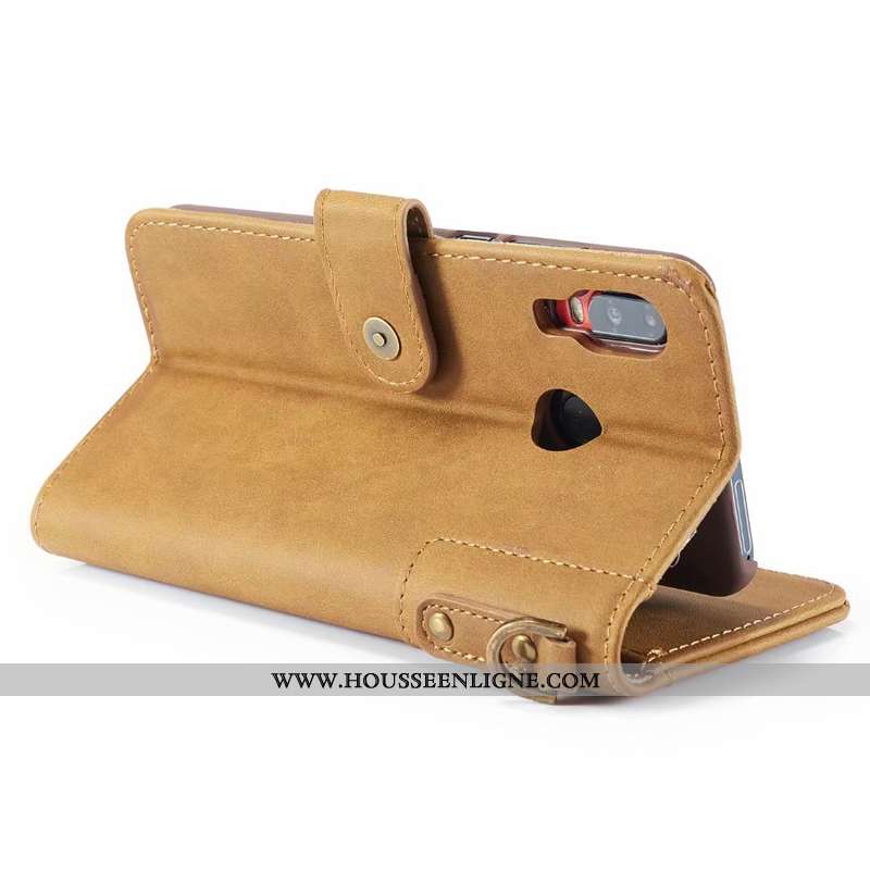 Housse Samsung Galaxy A20e Cuir Protection Étui Téléphone Portable Véritable Support Jaune