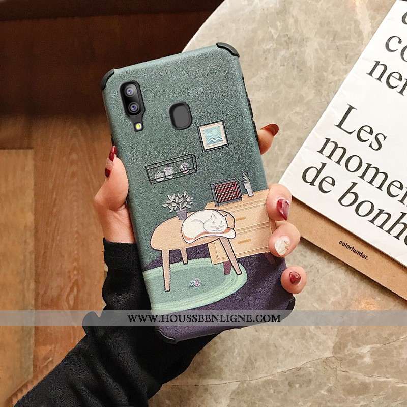 Housse Samsung Galaxy A20e Gaufrage Protection Téléphone Portable Délavé En Daim Étoile Étui Incassa