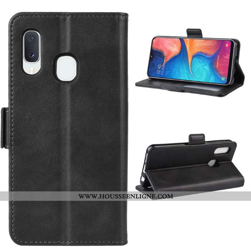 Housse Samsung Galaxy A20e Protection Modèle Fleurie Téléphone Portable Petit Magnétisme Étui Noir