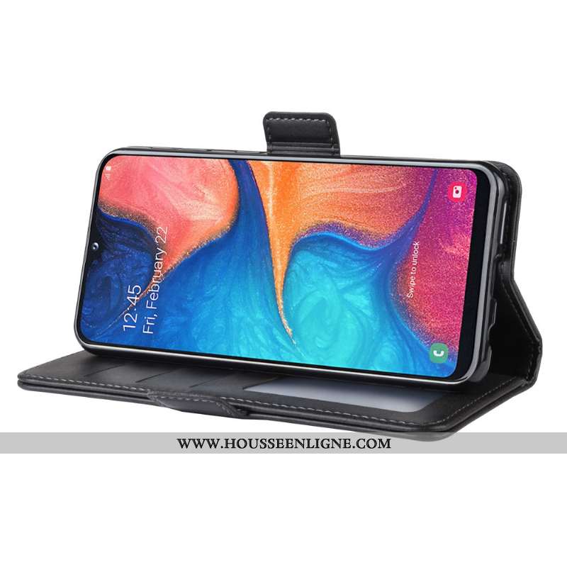 Housse Samsung Galaxy A20e Protection Modèle Fleurie Téléphone Portable Petit Magnétisme Étui Noir