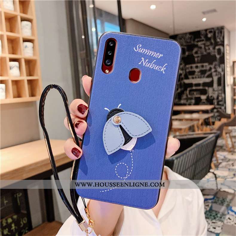 Housse Samsung Galaxy A20s Silicone Créatif Étui Petit Fluide Doux Incassable Tendance Bleu