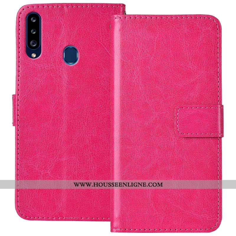 Housse Samsung Galaxy A20s Tendance Cuir Coque Protection Téléphone Portable Étoile Clamshell Noir