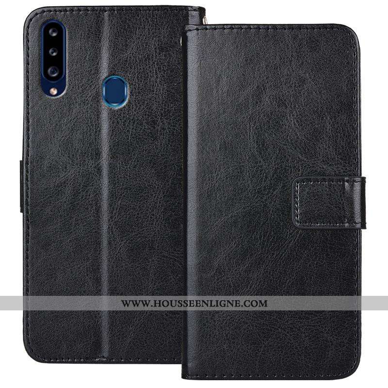 Housse Samsung Galaxy A20s Tendance Cuir Coque Protection Téléphone Portable Étoile Clamshell Noir