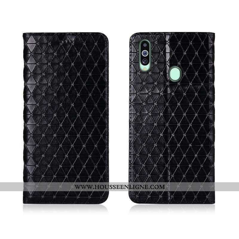 Housse Samsung Galaxy A20s Tendance Cuir Nouveau Plaid Fluide Doux Délavé En Daim Véritable Noir