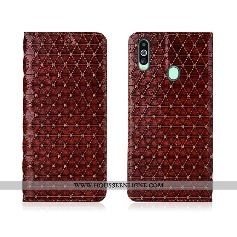 Housse Samsung Galaxy A20s Tendance Cuir Nouveau Plaid Fluide Doux Délavé En Daim Véritable Noir