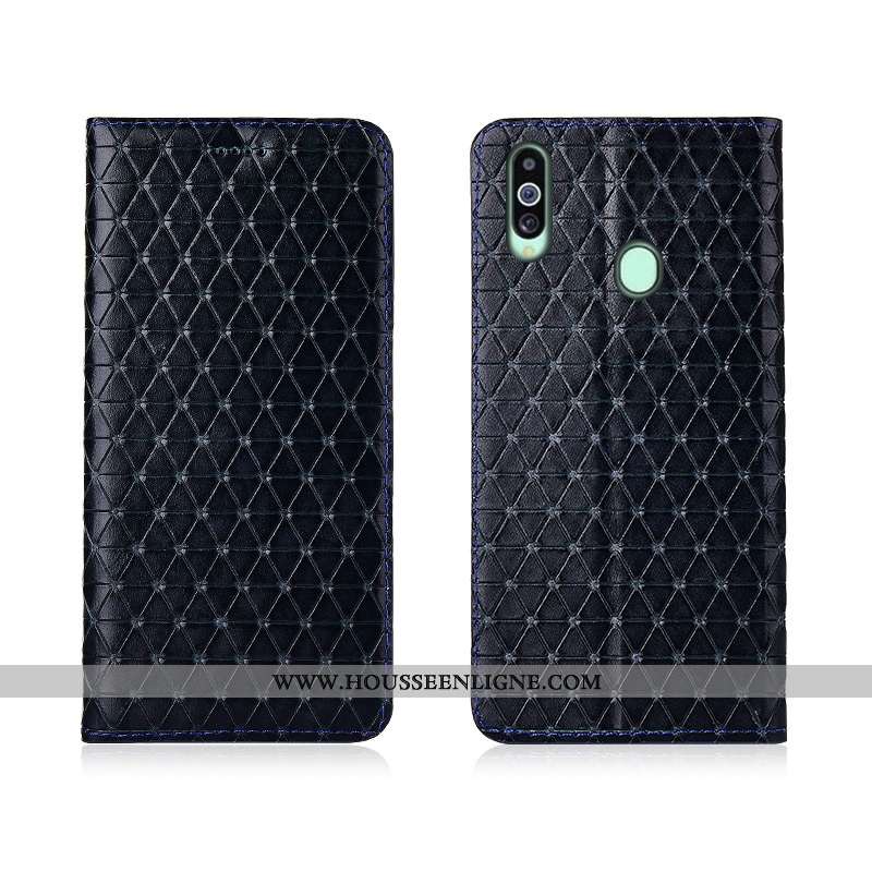 Housse Samsung Galaxy A20s Tendance Cuir Nouveau Plaid Fluide Doux Délavé En Daim Véritable Noir