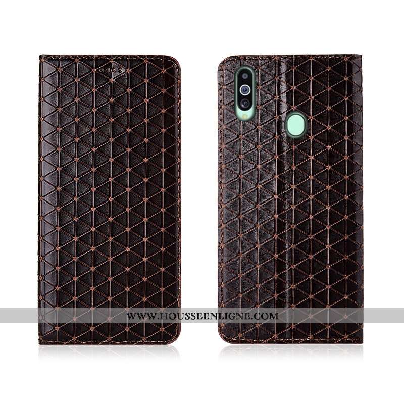 Housse Samsung Galaxy A20s Tendance Cuir Nouveau Plaid Fluide Doux Délavé En Daim Véritable Noir