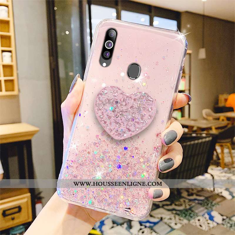 Housse Samsung Galaxy A20s Transparent Personnalité Frais Étui Rose Petit Fluide Doux