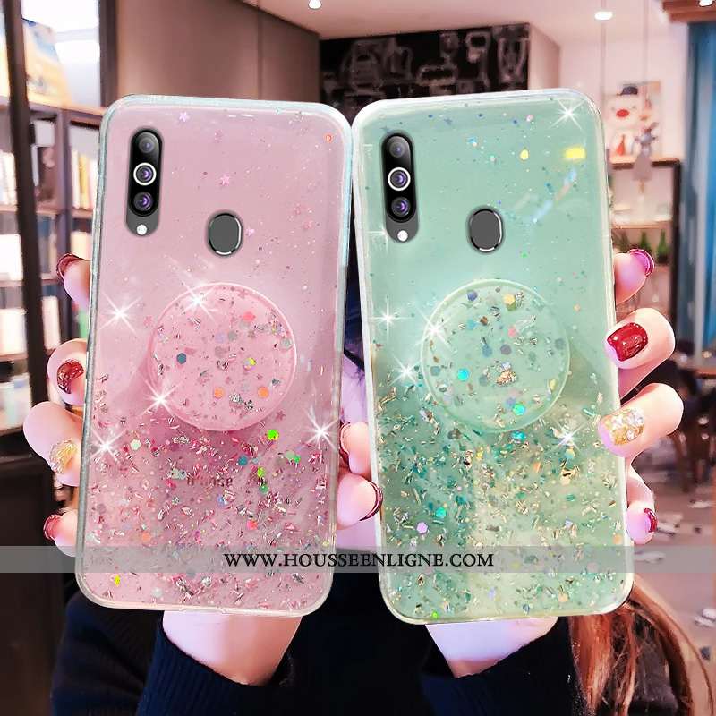 Housse Samsung Galaxy A20s Transparent Personnalité Frais Étui Rose Petit Fluide Doux