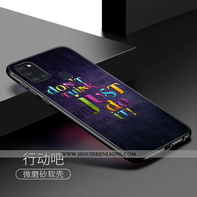 Housse Samsung Galaxy A21s Créatif Dessin Animé Coque Étoile Téléphone Portable Bleu Délavé En Daim