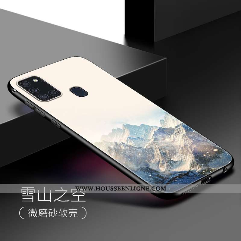 Housse Samsung Galaxy A21s Créatif Dessin Animé Coque Étoile Téléphone Portable Bleu Délavé En Daim
