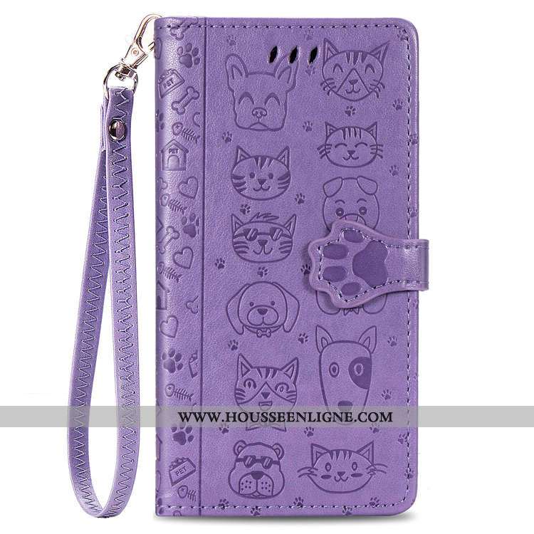 Housse Samsung Galaxy A21s Cuir Dessin Animé Charmant Tout Compris Coque Incassable Étui Violet