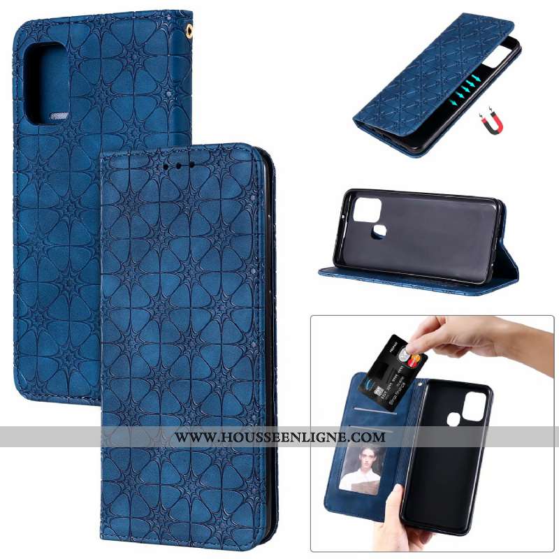 Housse Samsung Galaxy A21s Cuir Modèle Fleurie Coque Tout Compris Téléphone Portable En Relief Chanc