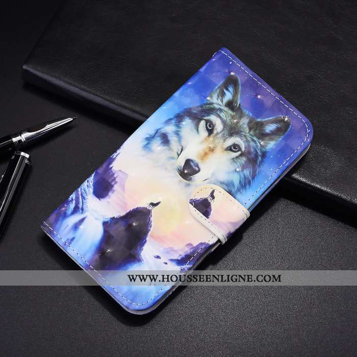 Housse Samsung Galaxy A21s Cuir Protection Étui Coque Téléphone Portable Dessin Animé Étoile Bleu