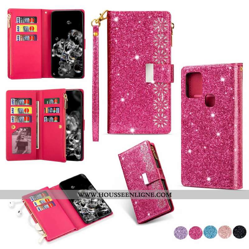 Housse Samsung Galaxy A21s Cuir Étoile Étui Téléphone Portable Coque Ciel Étoilé Violet