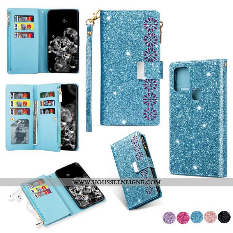 Housse Samsung Galaxy A21s Cuir Étoile Étui Téléphone Portable Coque Ciel Étoilé Violet