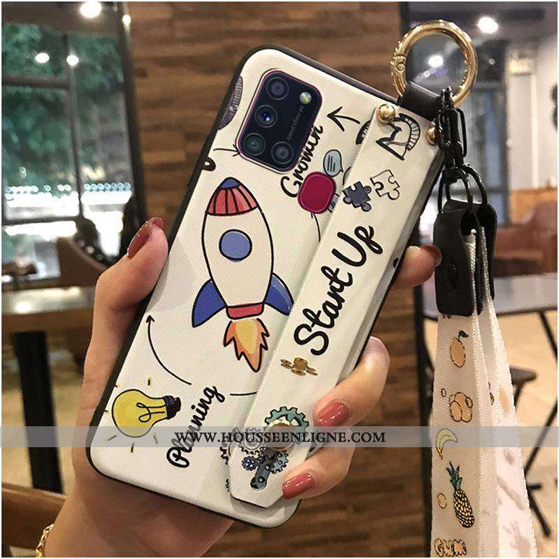 Housse Samsung Galaxy A21s Ornements Suspendus Dessin Animé Coque Fluide Doux Noir Protection Suppor