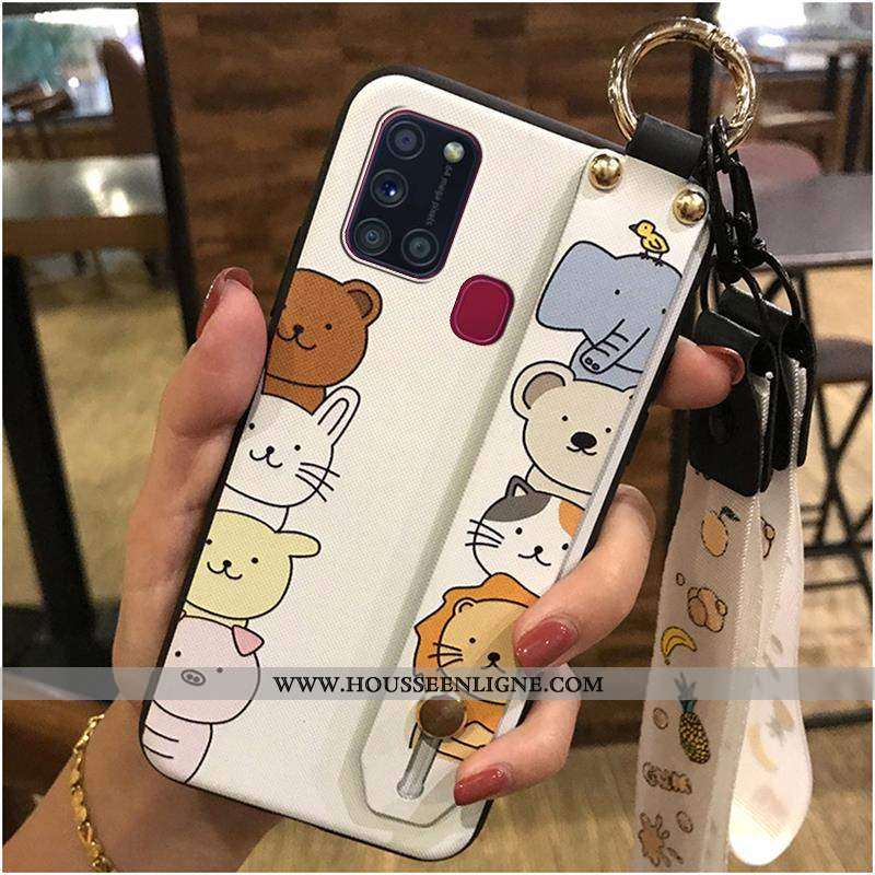 Housse Samsung Galaxy A21s Ornements Suspendus Dessin Animé Coque Fluide Doux Noir Protection Suppor