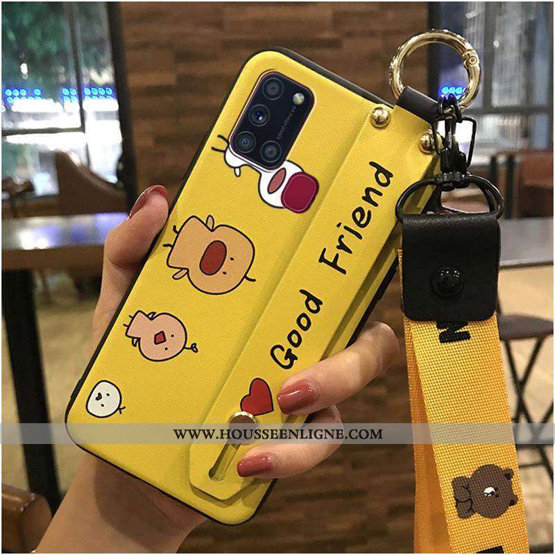 Housse Samsung Galaxy A21s Ornements Suspendus Dessin Animé Coque Fluide Doux Noir Protection Suppor