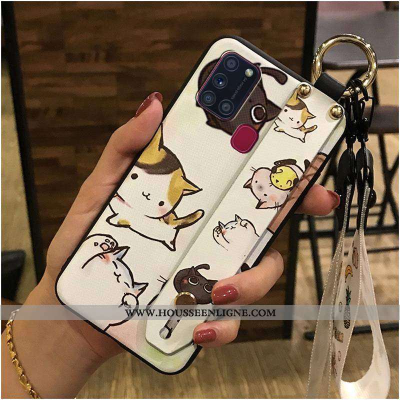 Housse Samsung Galaxy A21s Ornements Suspendus Dessin Animé Coque Fluide Doux Noir Protection Suppor