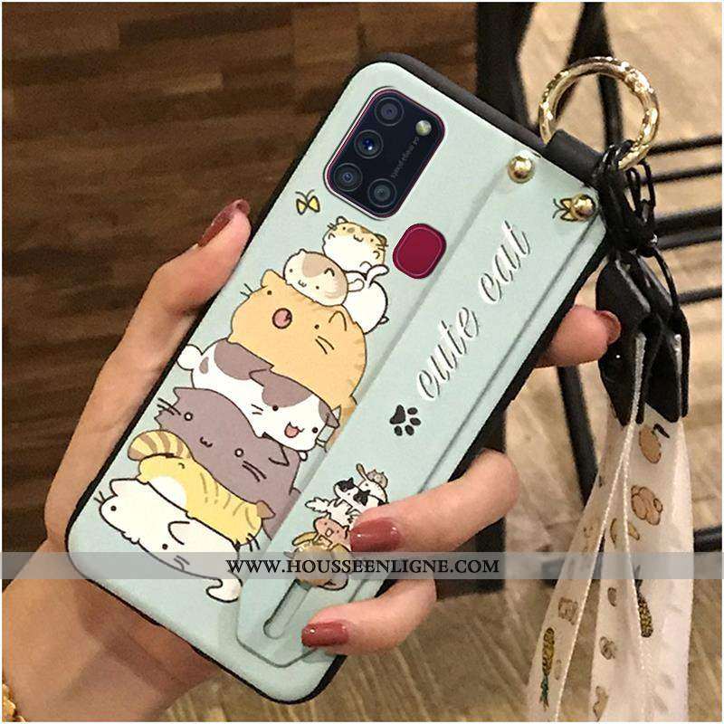 Housse Samsung Galaxy A21s Ornements Suspendus Dessin Animé Coque Fluide Doux Noir Protection Suppor