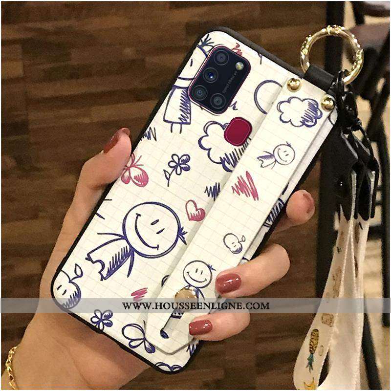 Housse Samsung Galaxy A21s Ornements Suspendus Dessin Animé Coque Fluide Doux Noir Protection Suppor