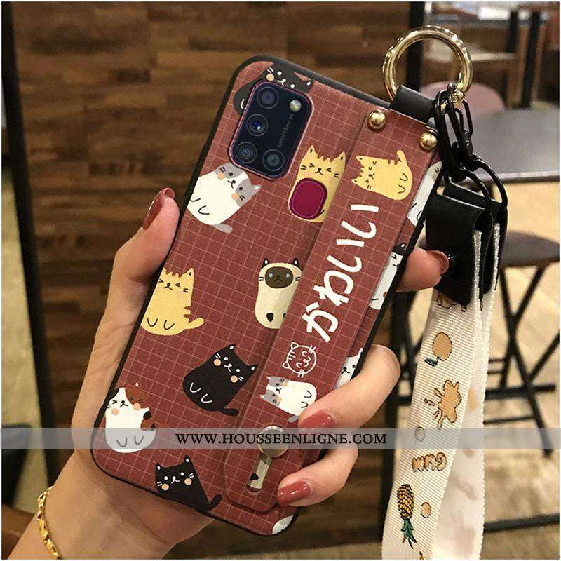 Housse Samsung Galaxy A21s Ornements Suspendus Dessin Animé Coque Fluide Doux Noir Protection Suppor