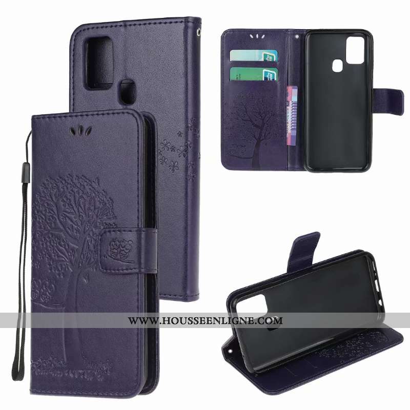 Housse Samsung Galaxy A21s Portefeuille Cuir Vert Tout Compris Coque Fluide Doux Incassable Verte
