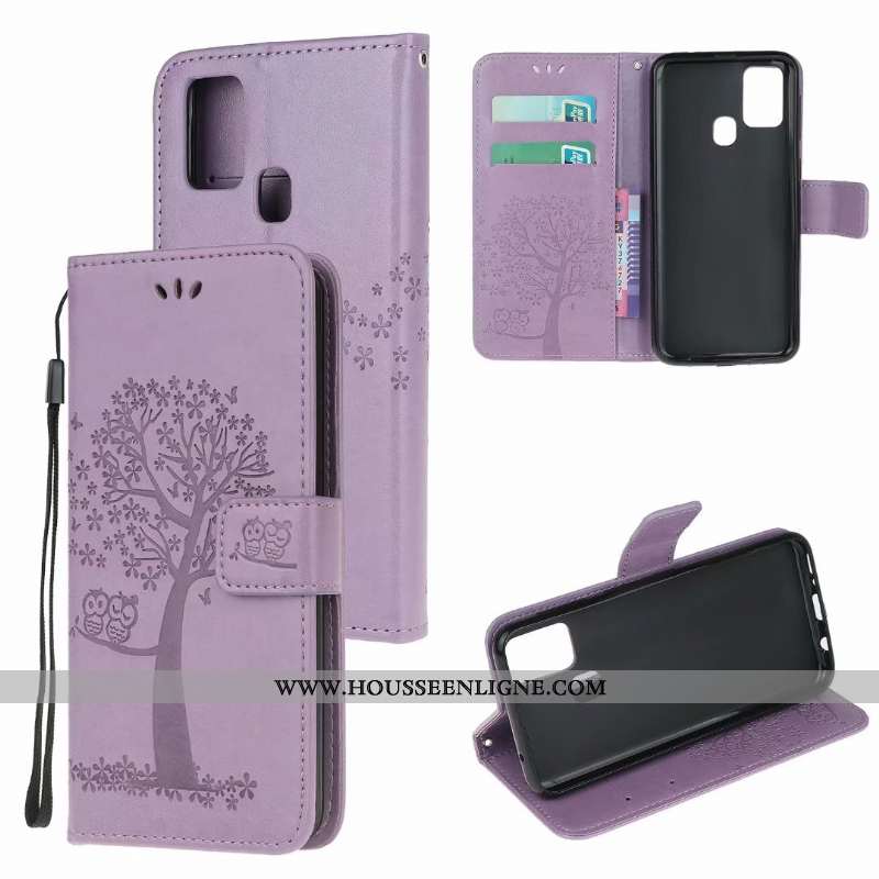 Housse Samsung Galaxy A21s Portefeuille Cuir Vert Tout Compris Coque Fluide Doux Incassable Verte