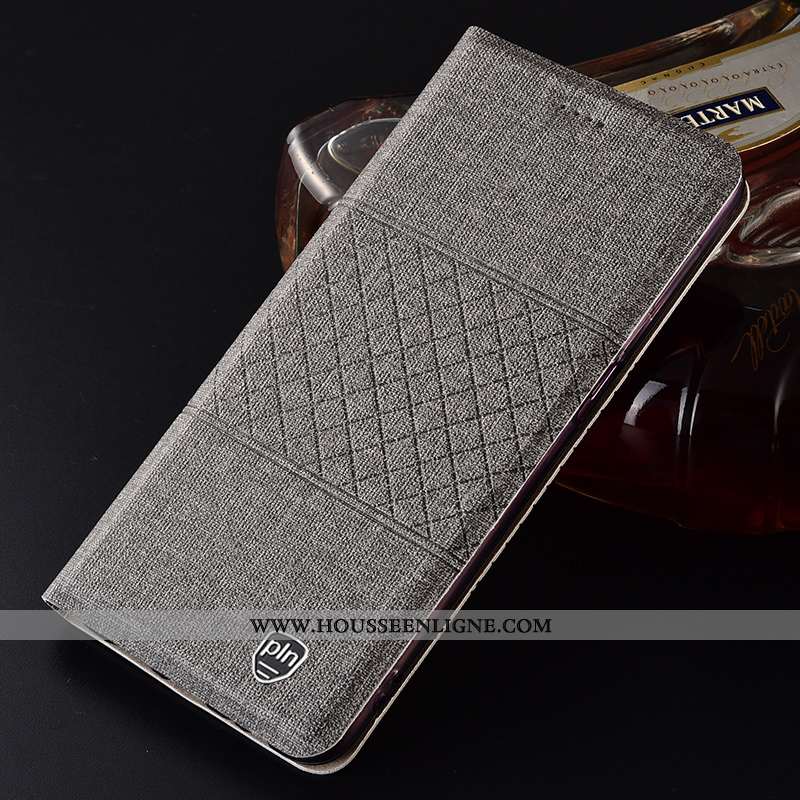 Housse Samsung Galaxy A21s Protection Cuir Coque Lin Gris Incassable