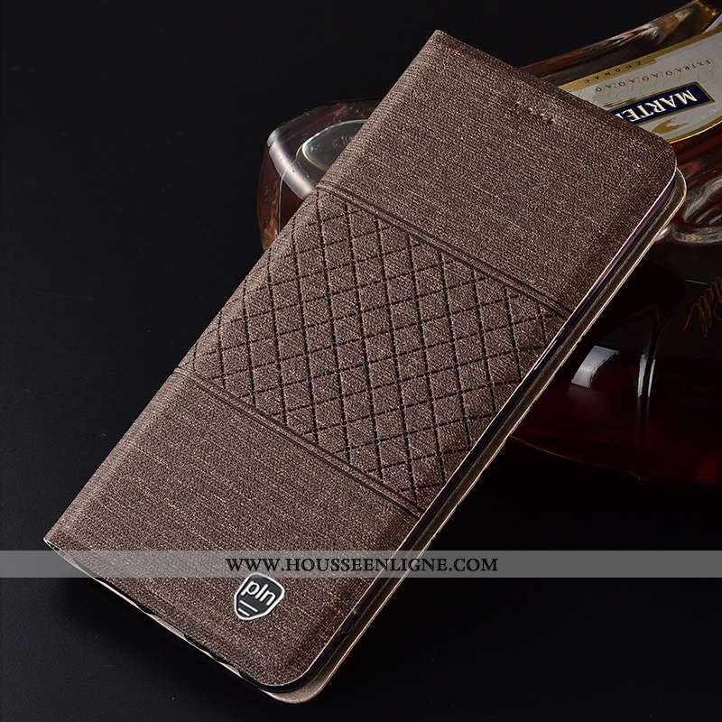Housse Samsung Galaxy A21s Protection Cuir Coque Lin Gris Incassable