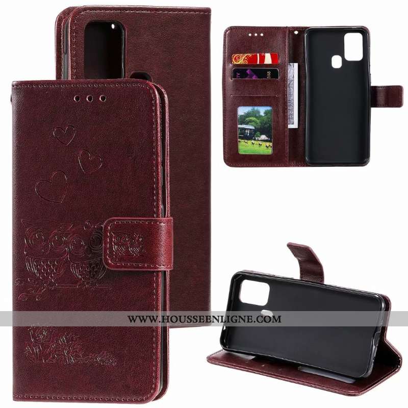 Housse Samsung Galaxy A21s Protection Cuir Étui Clamshell Coque Gris Téléphone Portable