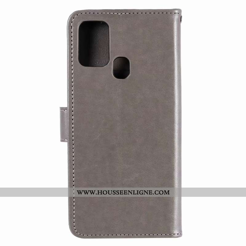 Housse Samsung Galaxy A21s Protection Cuir Étui Clamshell Coque Gris Téléphone Portable
