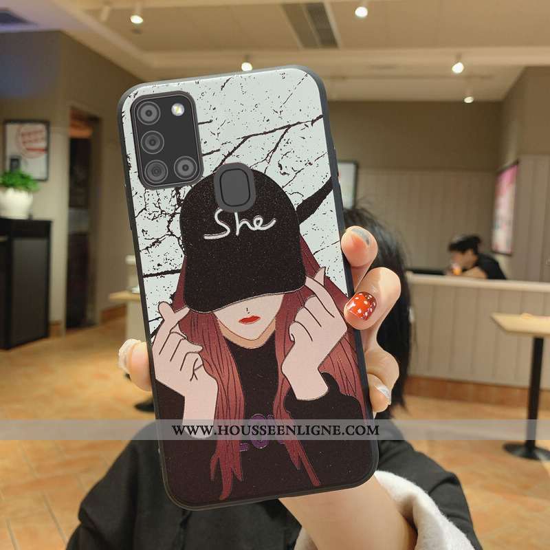 Housse Samsung Galaxy A21s Protection Délavé En Daim Téléphone Portable Silicone Coque Petit Personn