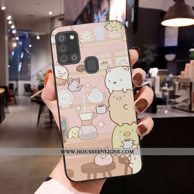 Housse Samsung Galaxy A21s Protection Délavé En Daim Téléphone Portable Silicone Coque Petit Personn