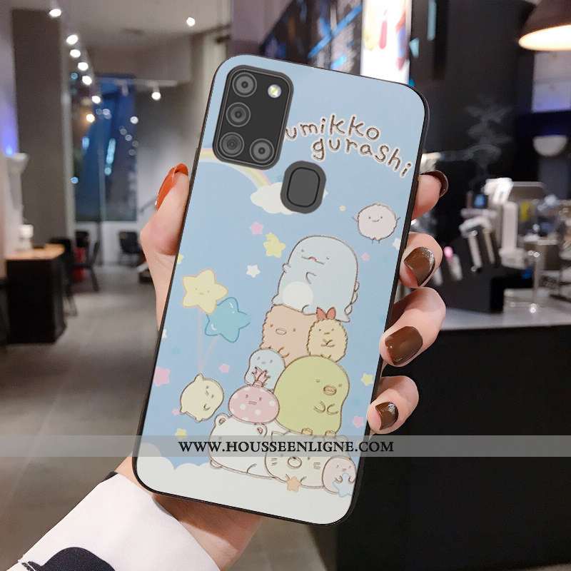 Housse Samsung Galaxy A21s Protection Délavé En Daim Téléphone Portable Silicone Coque Petit Personn