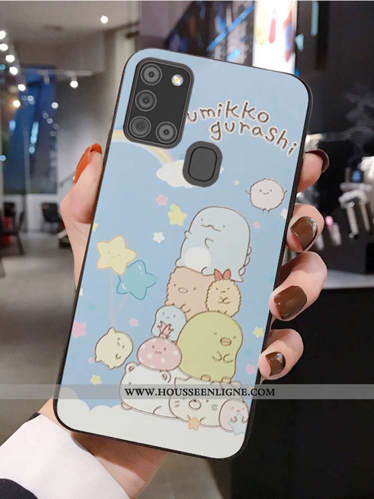 Housse Samsung Galaxy A21s Protection Délavé En Daim Téléphone Portable Silicone Coque Petit Personn