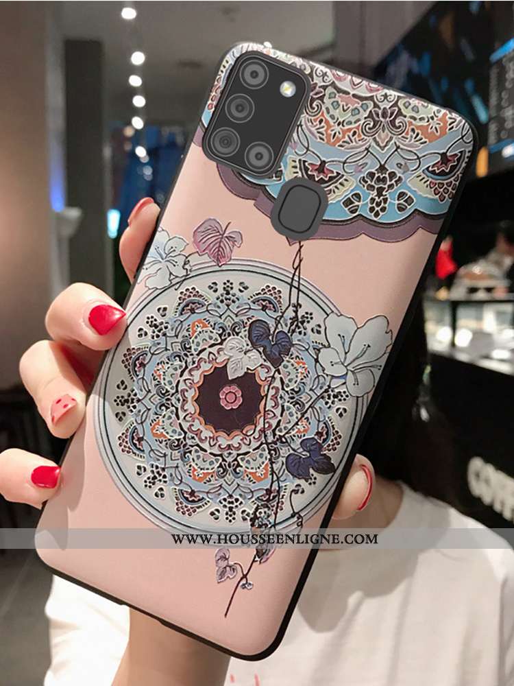 Housse Samsung Galaxy A21s Protection Délavé En Daim Téléphone Portable Silicone Coque Petit Personn