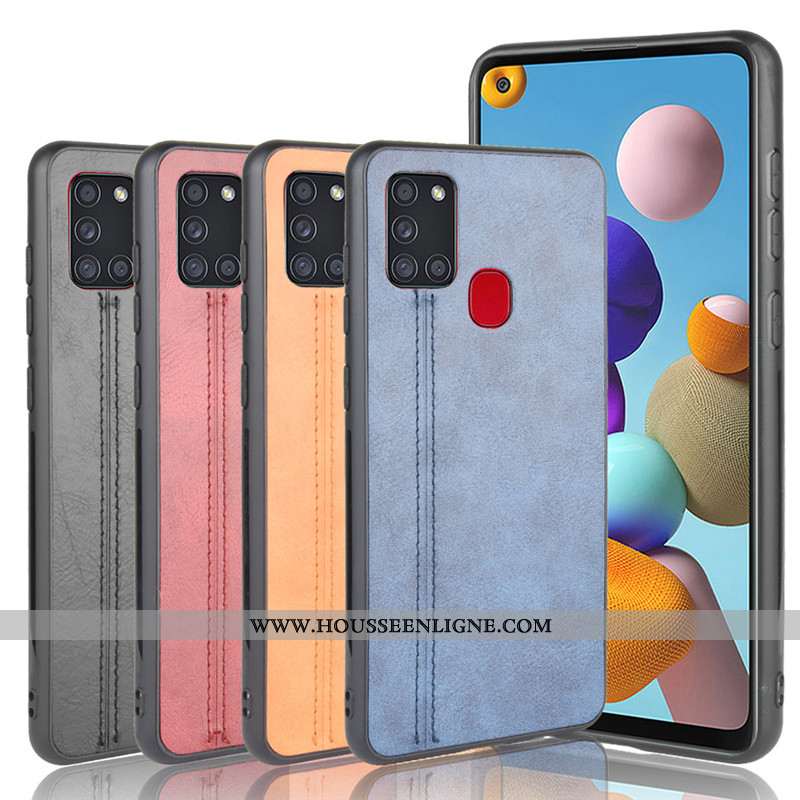 Housse Samsung Galaxy A21s Protection Modèle Fleurie Noir Coque Bovins Téléphone Portable Étui