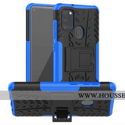 Housse Samsung Galaxy A21s Protection Personnalité Bleu Téléphone Portable Modèle Fleurie Support Ét