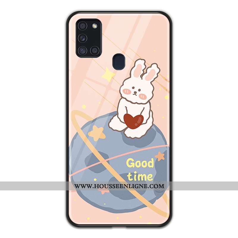 Housse Samsung Galaxy A21s Verre Dessin Animé Téléphone Portable Coque Étoile Planète Noir