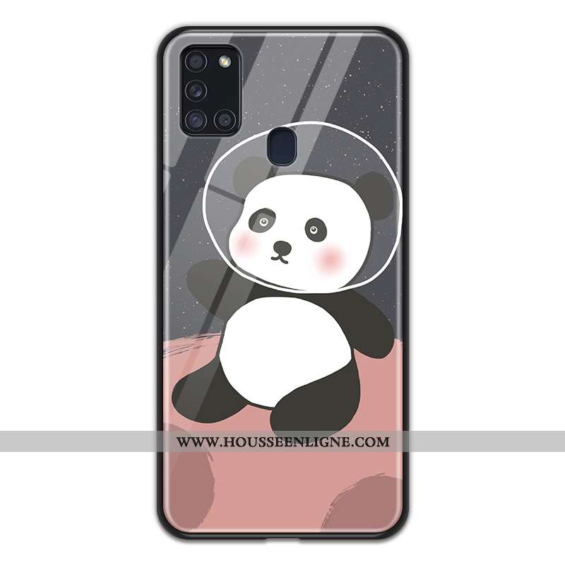 Housse Samsung Galaxy A21s Verre Dessin Animé Téléphone Portable Coque Étoile Planète Noir