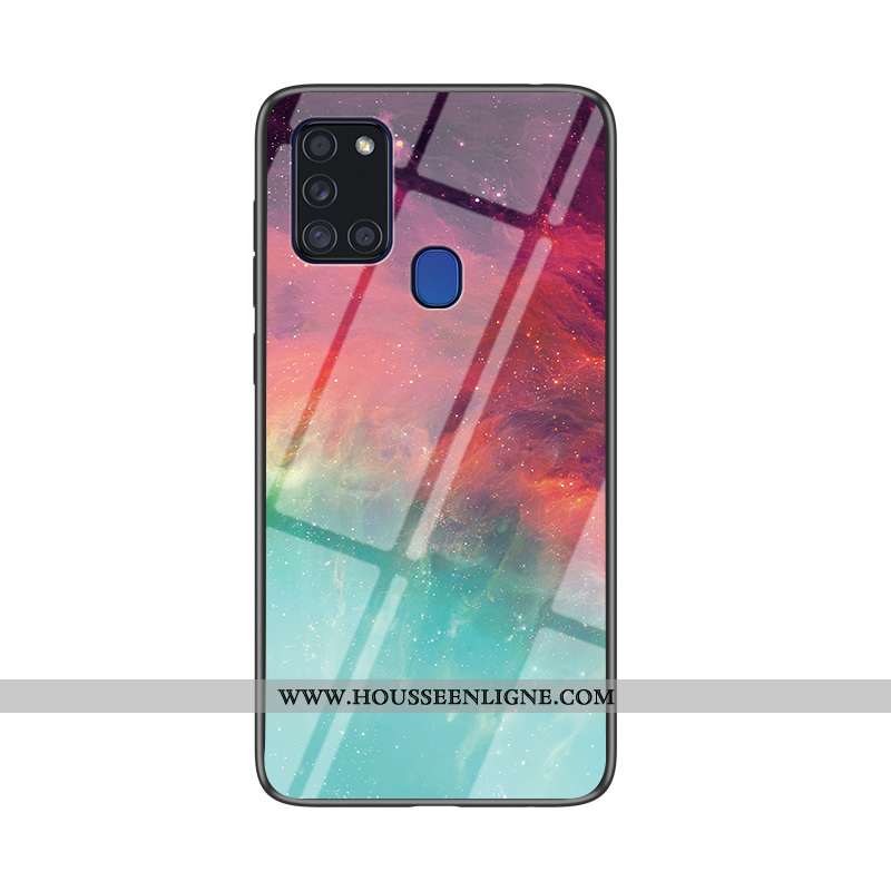 Housse Samsung Galaxy A21s Verre Tendance Téléphone Portable Étoile Bleu Marin Coque Tout Compris Bl