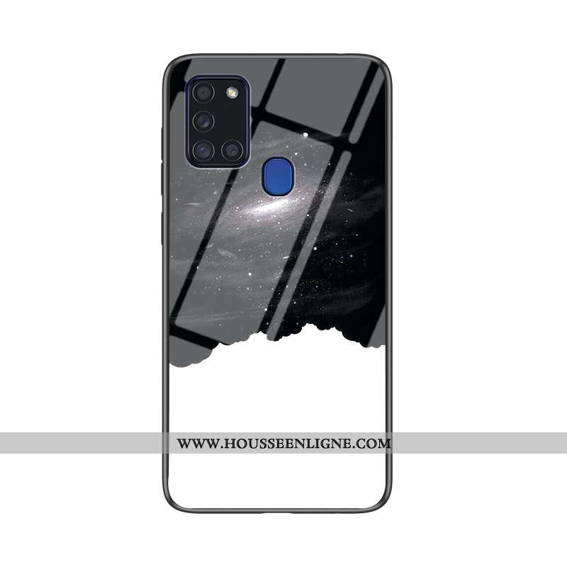 Housse Samsung Galaxy A21s Verre Tendance Téléphone Portable Étoile Bleu Marin Coque Tout Compris Bl