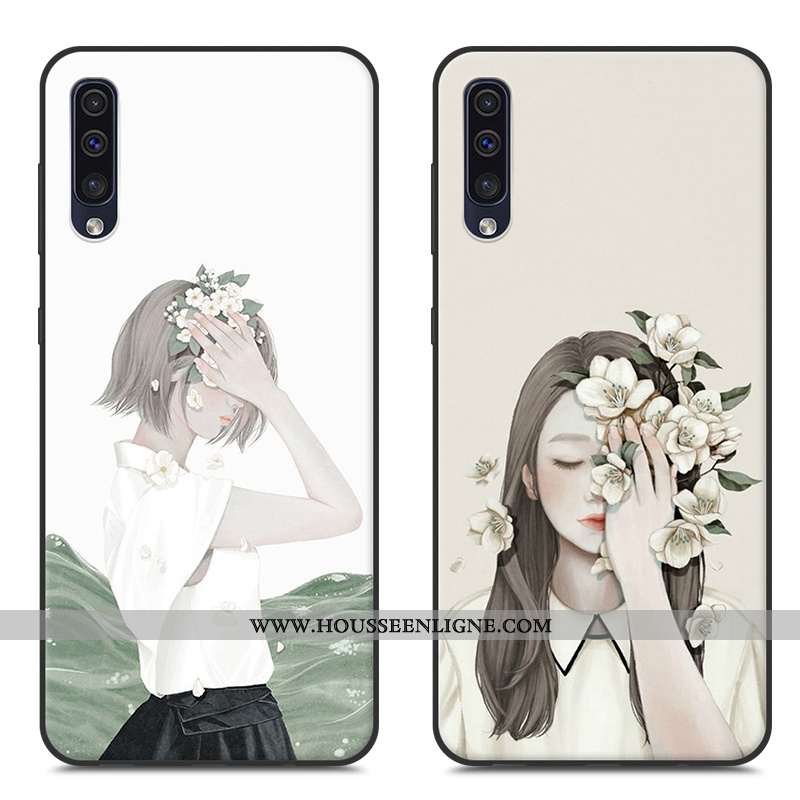 Housse Samsung Galaxy A30s Créatif Tendance Petit Fluide Doux Étoile Étui Téléphone Portable Blanche