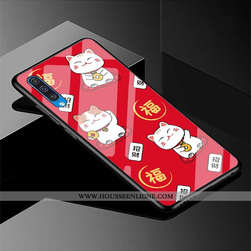 Housse Samsung Galaxy A30s Protection Verre Coque Chat Rouge Nouveau Étui