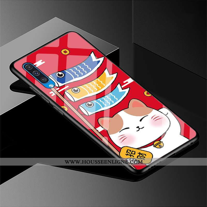 Housse Samsung Galaxy A30s Protection Verre Coque Chat Rouge Nouveau Étui
