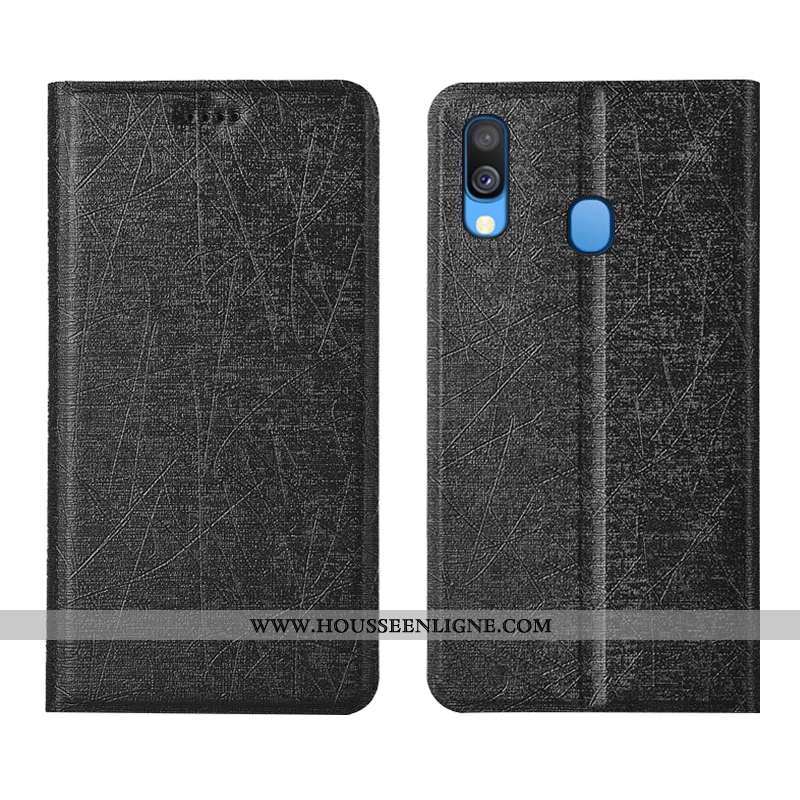 Housse Samsung Galaxy A40 Modèle Fleurie Protection Étoile Coque Noir Incassable Cuir