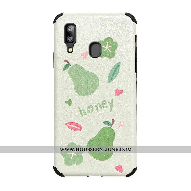 Housse Samsung Galaxy A40 Silicone Protection Délavé En Daim Difficile Étoile Tendance Coque Verte